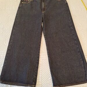 Frances Valentine Wide Leg Dark Blue Denim Pants